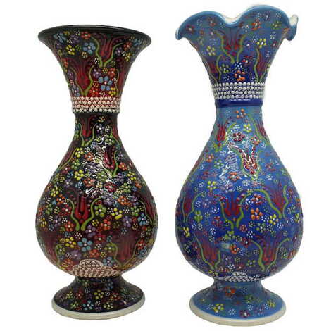 Turkish Ceramic Relief Vase 20 Cm - 2