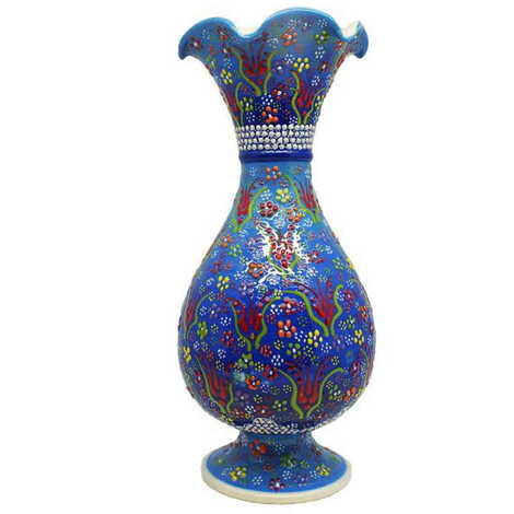 Turkish Ceramic Relief Vase 20 Cm - 4