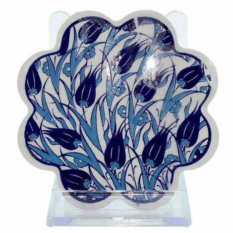 Turkish Ceramic Serigraphy Daisy Coaster 103 mm - 2