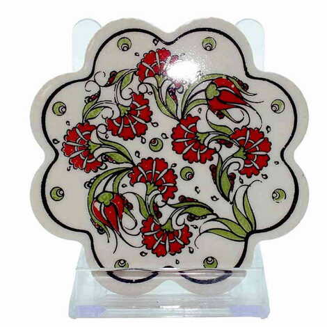 Turkish Ceramic Serigraphy Daisy Coaster 103 mm - 3