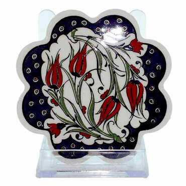 Turkish Ceramic Serigraphy Daisy Coaster 103 mm - 4