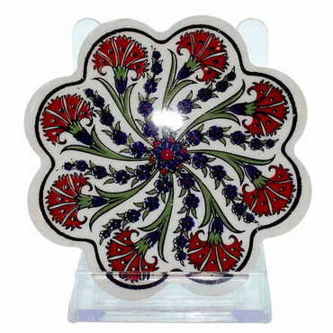 Turkish Ceramic Serigraphy Daisy Coaster 103 mm - 5