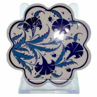 Turkish Ceramic Serigraphy Daisy Coaster 103 mm - 6