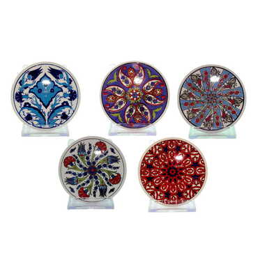 Turkish Ceramic Serigraphy Round Coaster 95 mm - Myros