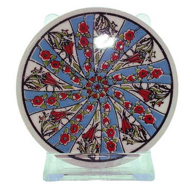 Turkish Ceramic Serigraphy Round Coaster 95 mm - 2