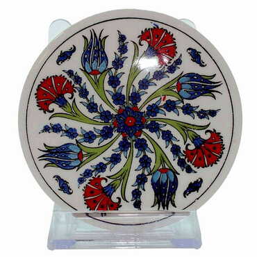 Turkish Ceramic Serigraphy Round Coaster 95 mm - 6