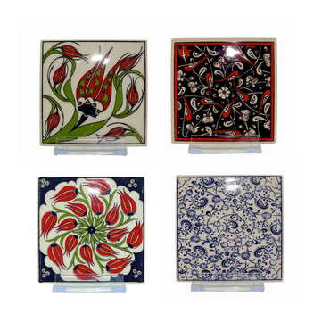 Turkish Ceramic Serigraphy Square Coaster 100 mm - Myros