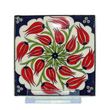 Turkish Ceramic Serigraphy Square Coaster 100 mm - 4