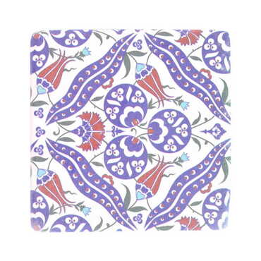 Turkish Ceramic Serigraphy Square Coaster 100 mm - 12