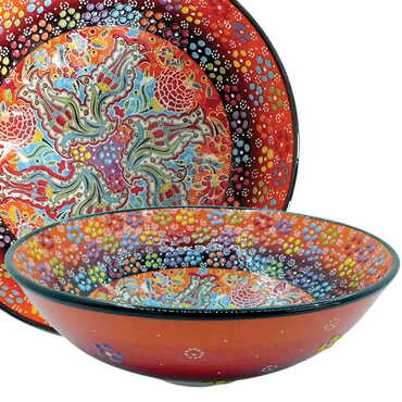 Turkish Ceramic Special Relief Bowl 20 Cm - Myros