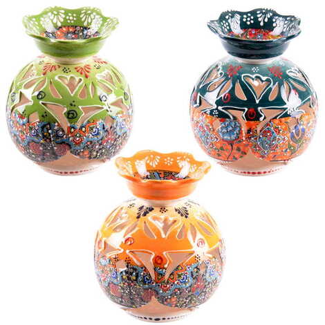 Turkish Ceramic Special Relief Censer and Oil Burner Big Size - 2