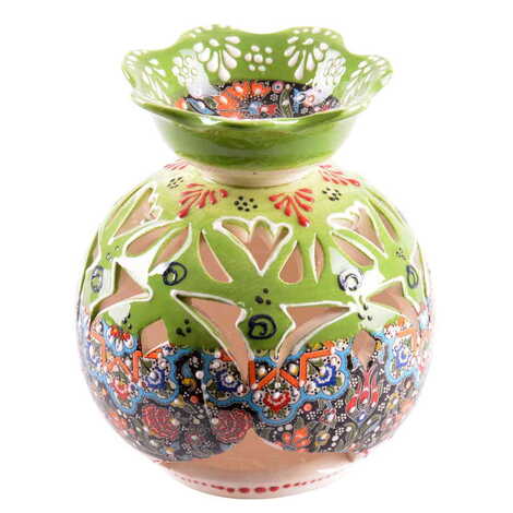 Turkish Ceramic Special Relief Censer and Oil Burner Big Size - 4