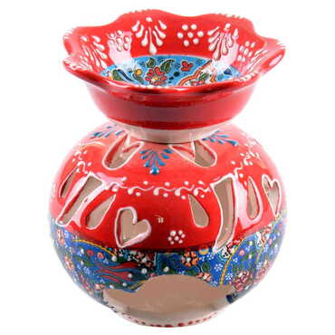 Turkish Ceramic Special Relief Censer and Oil Burner Small Size - 4