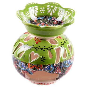 Turkish Ceramic Special Relief Censer and Oil Burner Small Size - 7