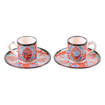 Turkish Ceramic Special Relief Coffee Cup Set of 2 Pcs - 4