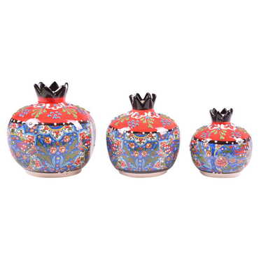 Turkish Ceramic Special Relief Pomegranate Set of 3 pcs - 3