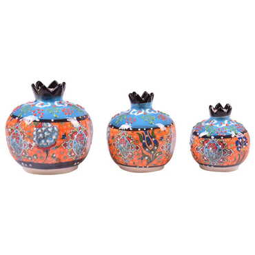 Turkish Ceramic Special Relief Pomegranate Set of 3 pcs - 4