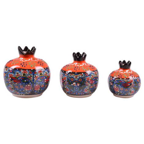 Turkish Ceramic Special Relief Pomegranate Set of 3 pcs - 5