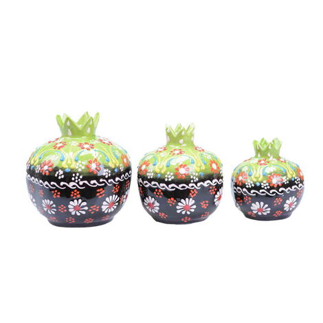 Turkish Ceramic Special Relief Pomegranate Set of 3 pcs - 7