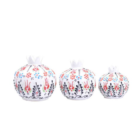 Turkish Ceramic Special Relief Pomegranate Set of 3 pcs - 8