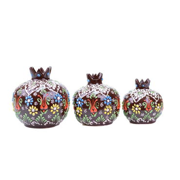 Turkish Ceramic Special Relief Pomegranate Set of 3 pcs - 9