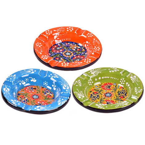 Turkish Ceramic Special Relief Round - Square Ashtray - 2