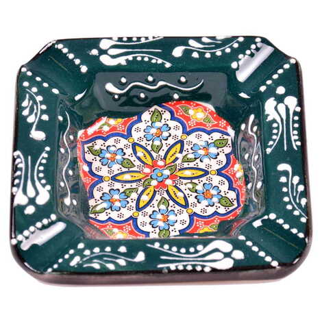 Turkish Ceramic Special Relief Round - Square Ashtray - 6