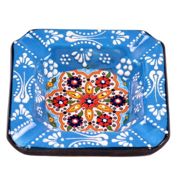 Turkish Ceramic Special Relief Round - Square Ashtray - 7