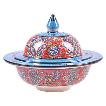 Turkish Ceramic Special Relief Sugar Dish 15 Cm - 4