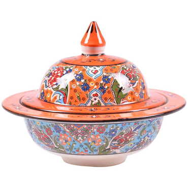 Turkish Ceramic Special Relief Sugar Dish 15 Cm - 6