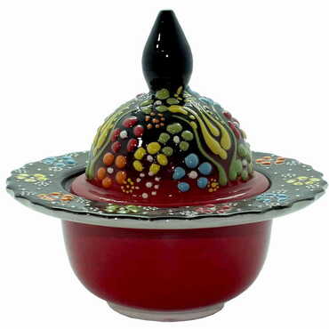 Turkish Ceramic Traditional Relief Candy Dish - 4