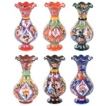 Turkish Ceramic Traditional Relief Vase 20 Cm - 2