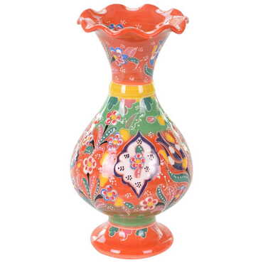 Turkish Ceramic Traditional Relief Vase 20 Cm - 4