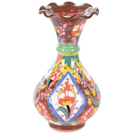 Turkish Ceramic Traditional Relief Vase 20 Cm - 8