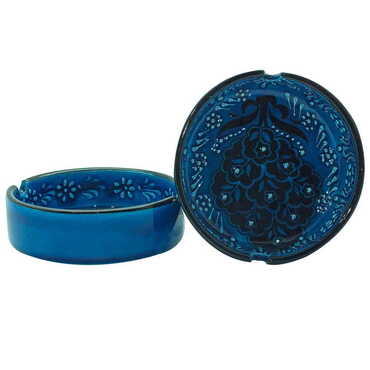 Turkish Ceramic Turquoise Ashtray Big Size - 4