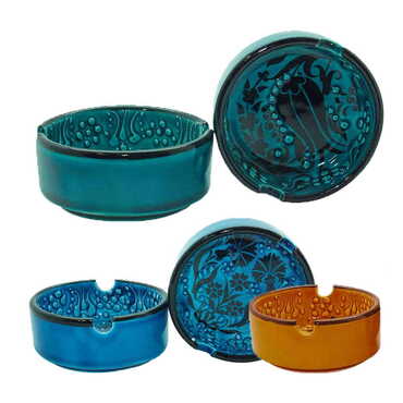 Turkish Ceramic Turquoise Ashtray Small Size - 2