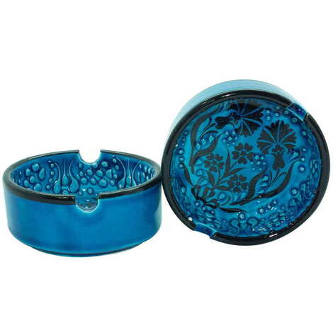 Turkish Ceramic Turquoise Ashtray Small Size - 4