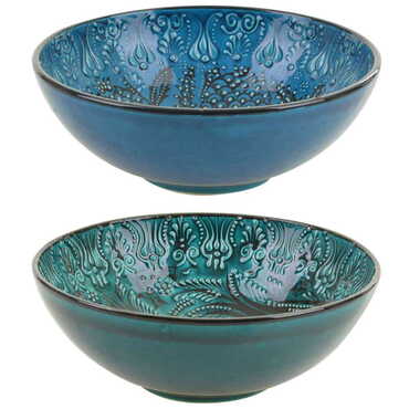 Turkish Ceramic Turquoise Bowl 25 Cm - 3