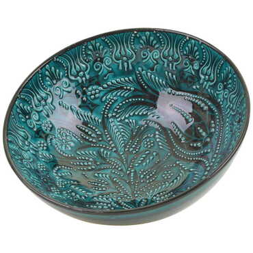 Turkish Ceramic Turquoise Bowl 25 Cm - 4