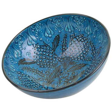 Turkish Ceramic Turquoise Bowl 25 Cm - 5