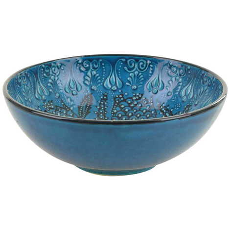 Turkish Ceramic Turquoise Bowl 25 Cm - 2