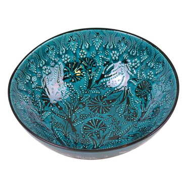 Turkish Ceramic Turquoise Bowl 30 Cm - 3