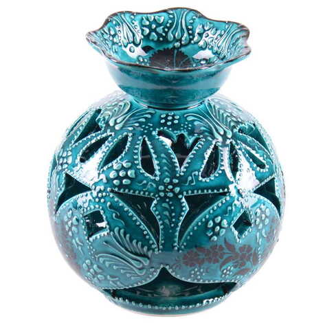 Turkish Ceramic Turquoise Candle Censer Big Size - 3