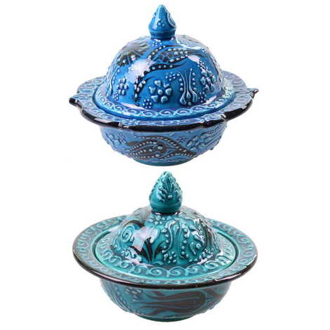 Turkish Ceramic Turquoise Candy Dish 13 Cm - 3