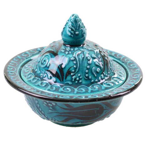 Turkish Ceramic Turquoise Candy Dish 13 Cm - 4