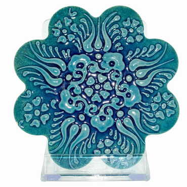 Turkish Ceramic Turquoise Coaster 110 mm - 4