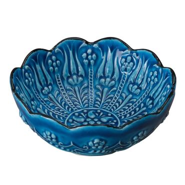 Turkish Ceramic Turquoise Daisy Bowl 8 Cm - Myros