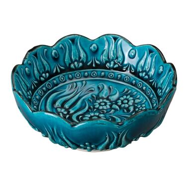 Turkish Ceramic Turquoise Daisy Bowl 8 Cm - 2