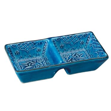 Turkish Ceramic Turquoise Duo Divide Snack Platter - 8