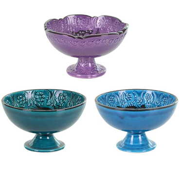 Turkish Ceramic Turquoise Footed Bowls 16cm - 3